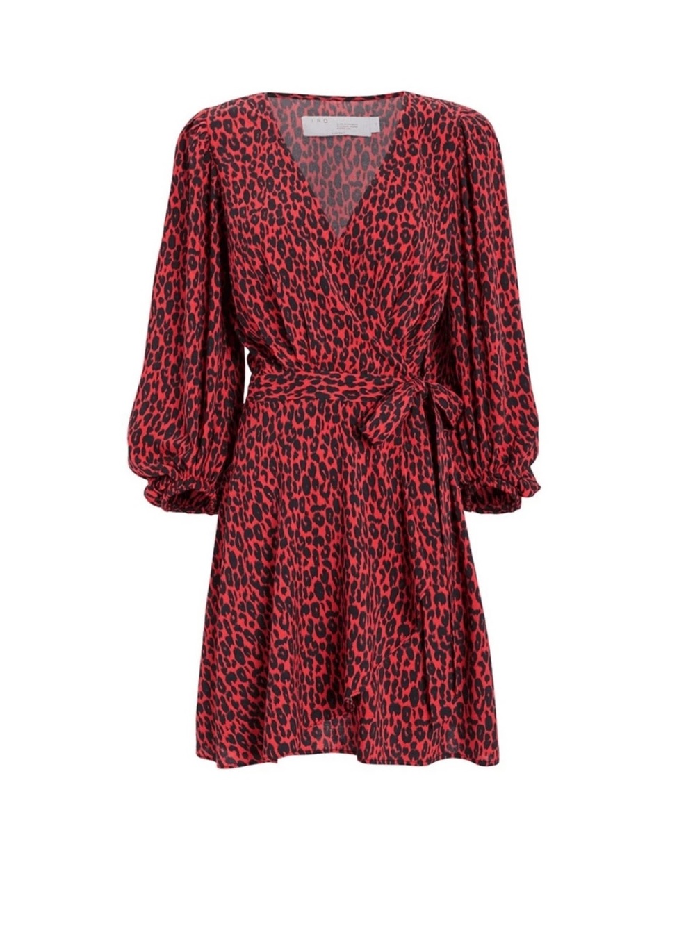 IRO
Boina Leopard-Print Wrap Dress Red Size 42 US XL NWT
